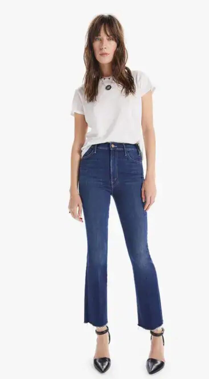 MOTHER Hustler Ankle Fray Jeans 28 6 Home Movies Dark Wash Stretch